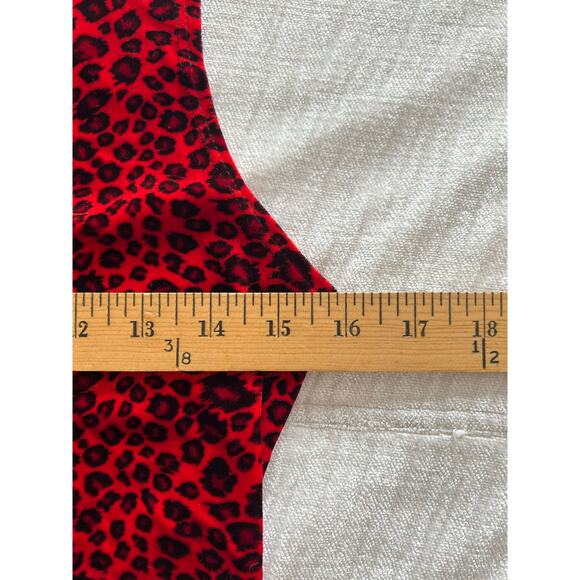 Forever 21 Vintage Y2K Red Leopard Velvet Dress (Made in USA) - Picture 3 of 6